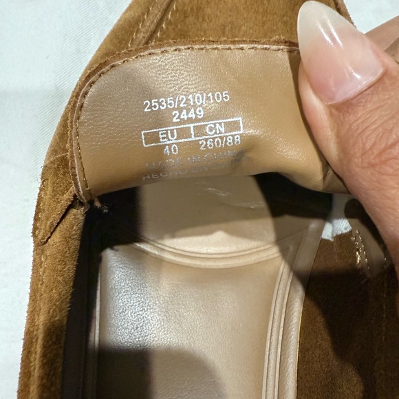 ZARA - Brown Suede Loafers with Gold Accent - SZ 9 - Picture 5 of 6